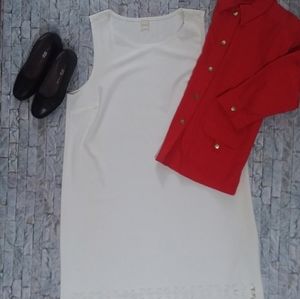 Hershe Creamy Sleeveless Shift Dress